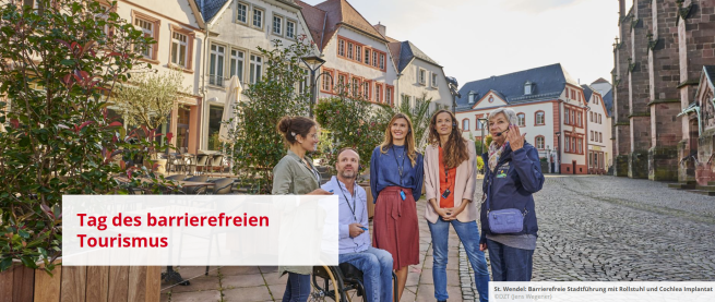 St. Wendel: Barrierefreie Stadtführung mit Rollstuhl und Cochlea Implantat © Deutsche Zentrale für Tourismus e.V., Jens Wegener | St. Wendel: Barrierefreie Stadtführung mit Rollstuhl und Cochlea Implantat © Deutsche Zentrale für Tourismus e.V., Jens Wegener
